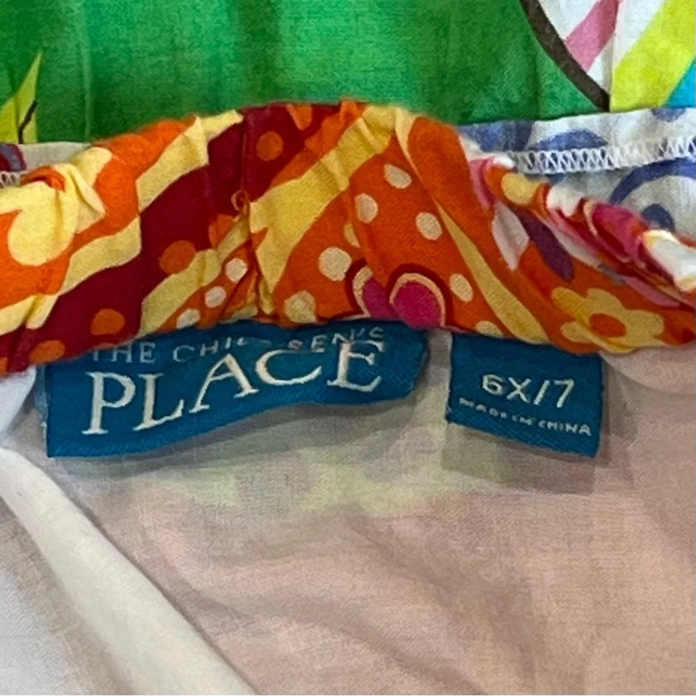 Place Girls Tropical Patchwork‎ Tiered Ruffle Skirt Hawaiian Boho 6/7